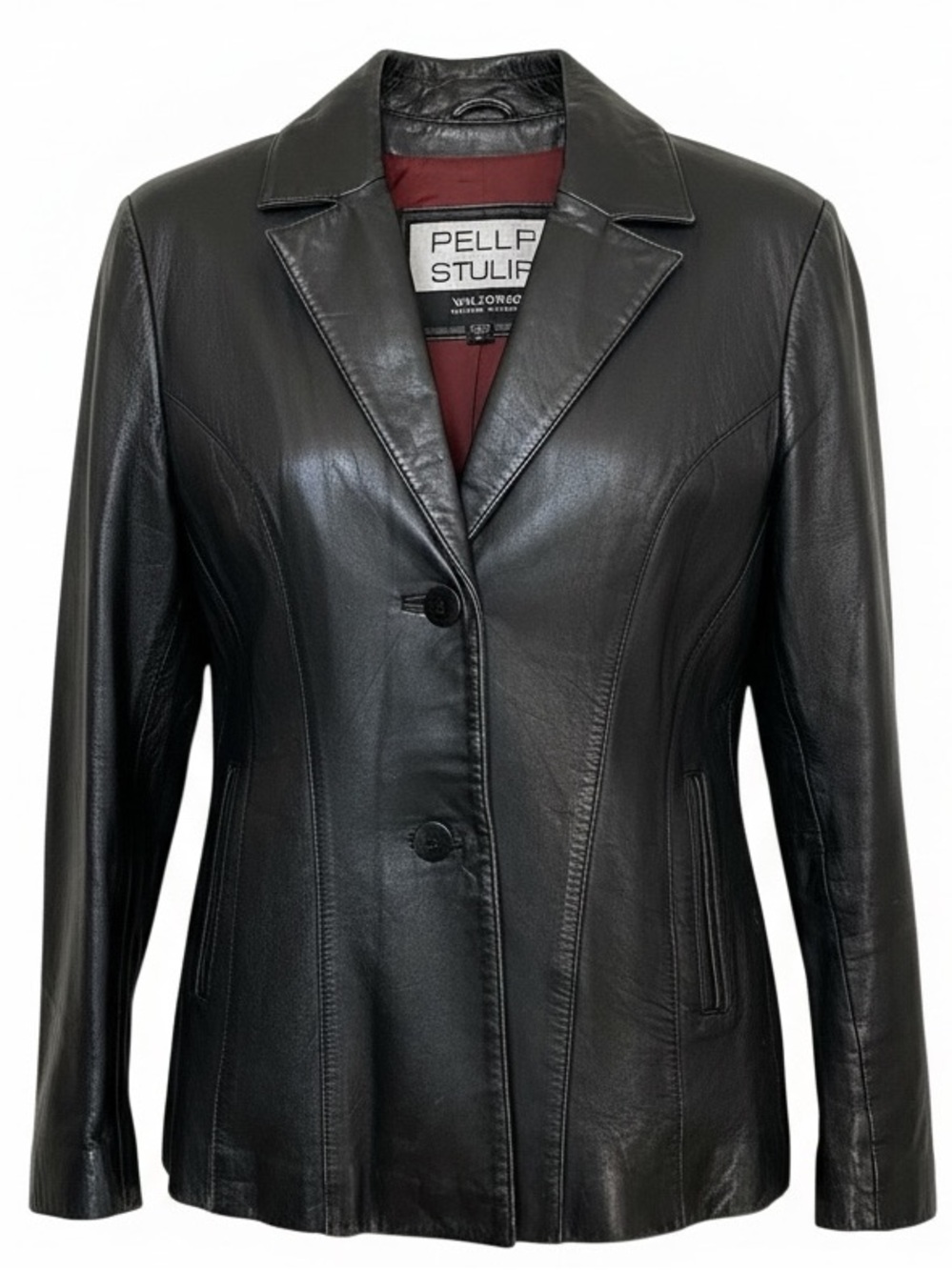 Pelle Studio Black Leather Two-Button Blazer Jacket - S